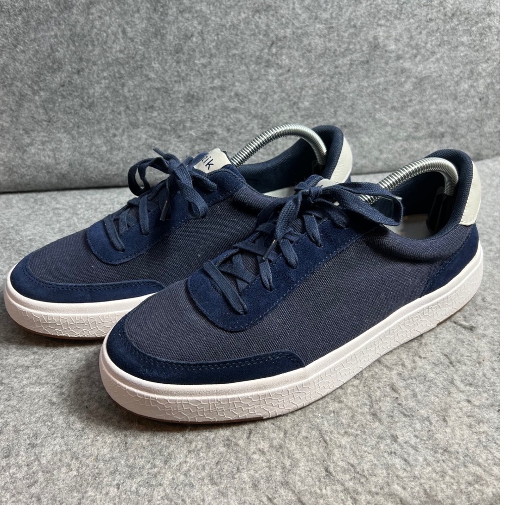 Kizik Prague Hands-Free Sneakers Navy Blue Suede Knit Mens Low Top Sneakers 10.5
